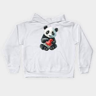 Valentine Giant Panda Bear Holding Heart Kids Hoodie